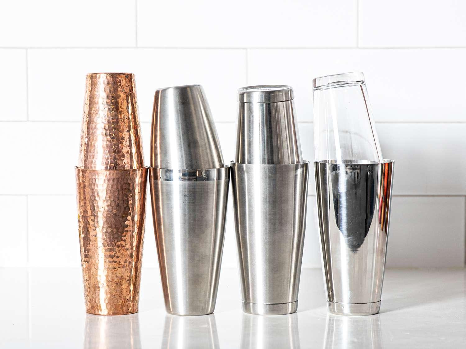 A collection of cocktail shakers